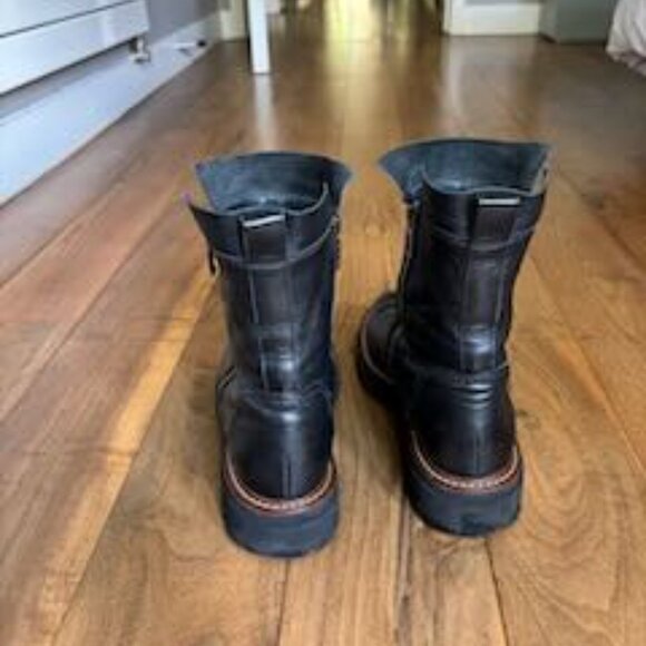 Paul Green Justine Black Leather Ankle Boots Size 8 - Picture 3 of 5